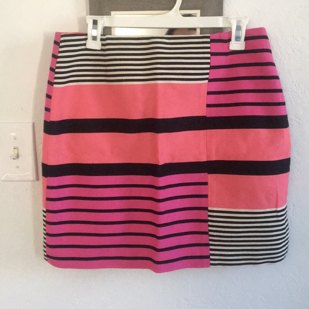 LOFT Pink fuchsia and black striped pencil skirt